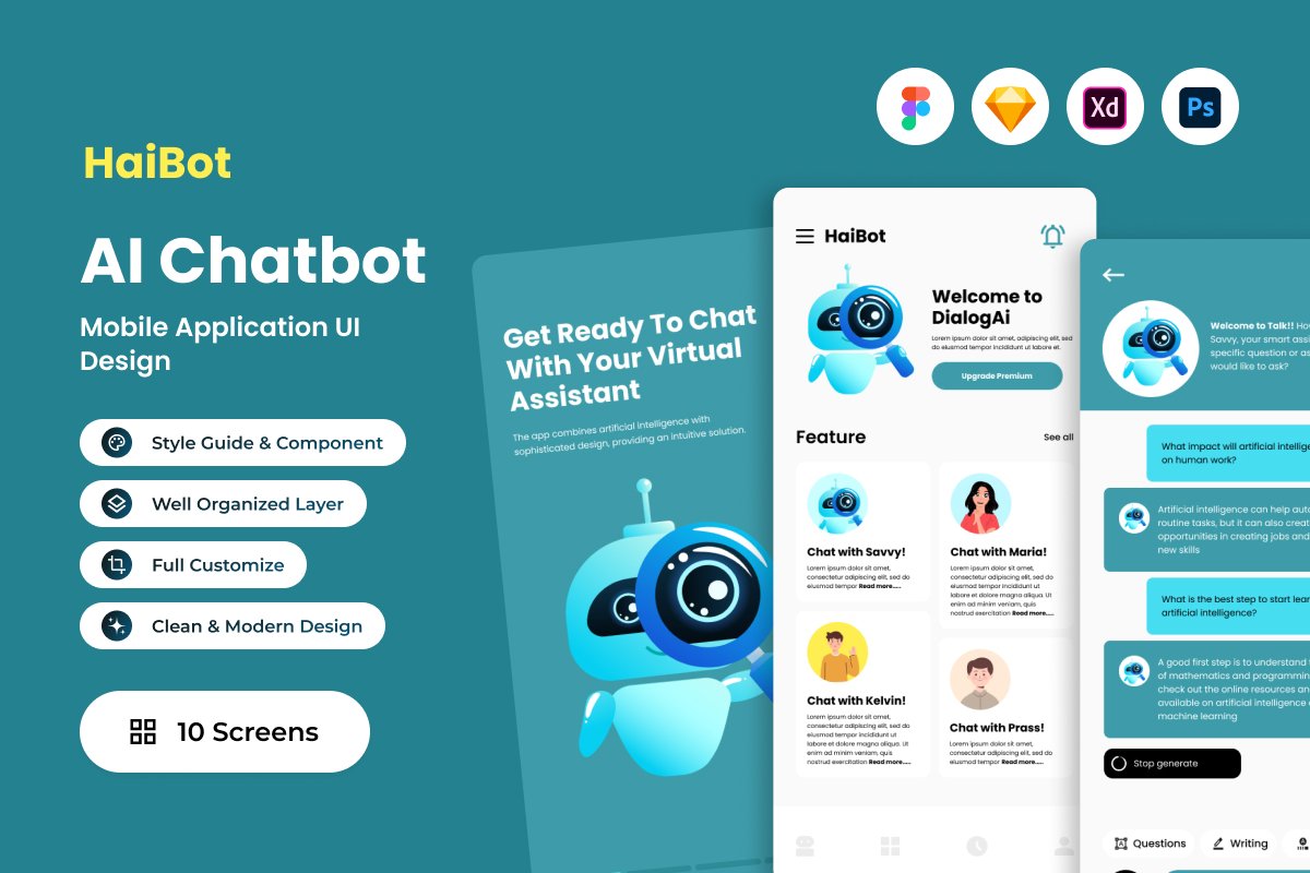 HaiBot - AI Chatbot Mobile App - Design Cuts