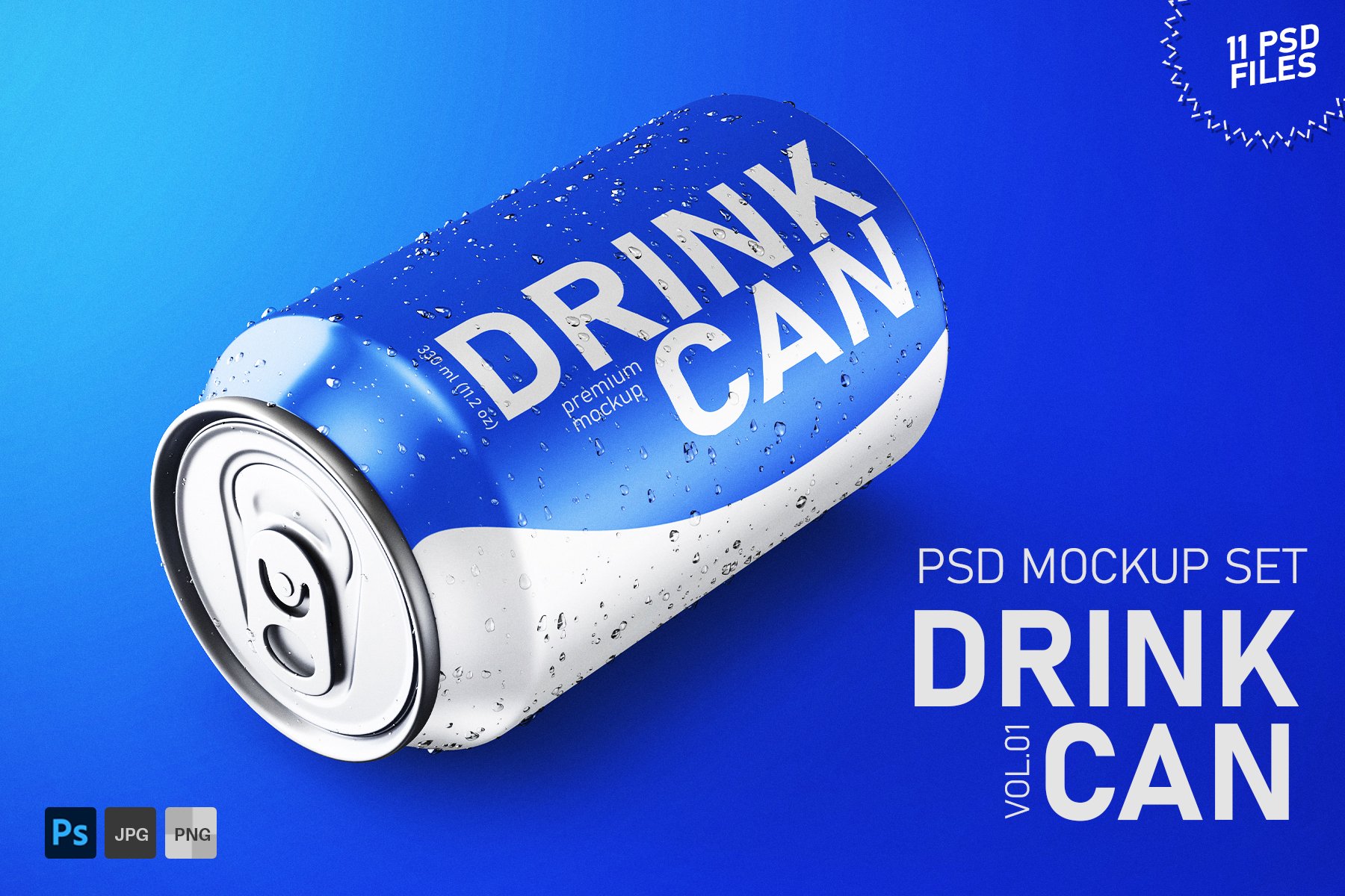 Drink Can 330ml Mockup Set - 11 PSD - Design Cuts