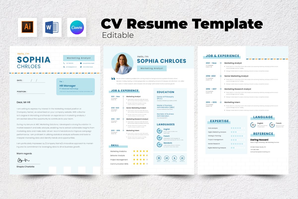 Resume CV Marketing Analyst V8 - Design Cuts