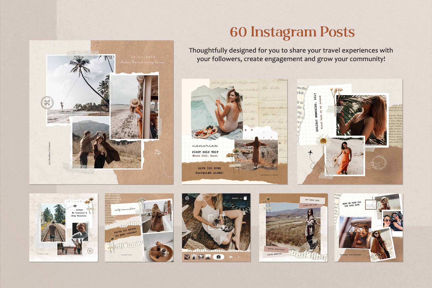 Vintage Travel Instagram Posts Canva - Design Cuts