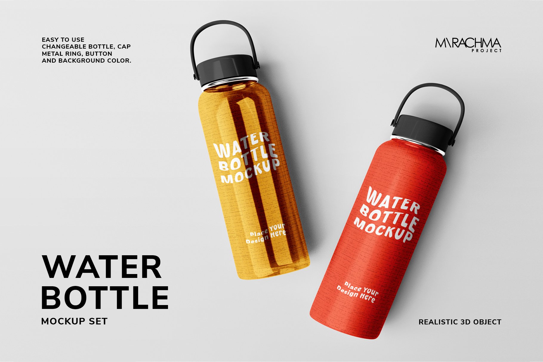 Water Bottle Mockup Set - Design Cuts