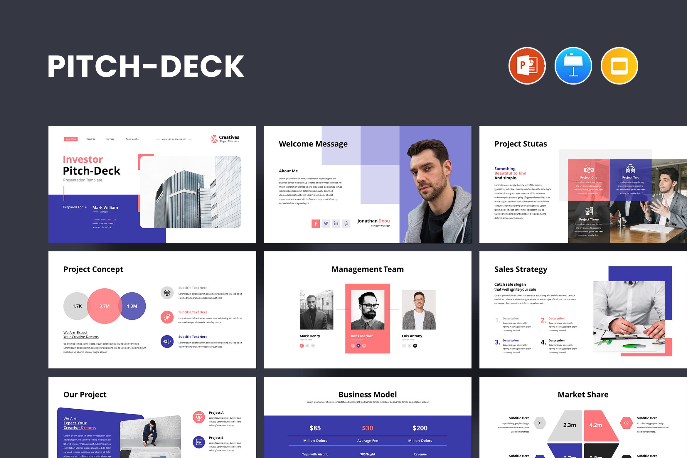 Pitch Deck PowerPoint Template 7 - Design Cuts