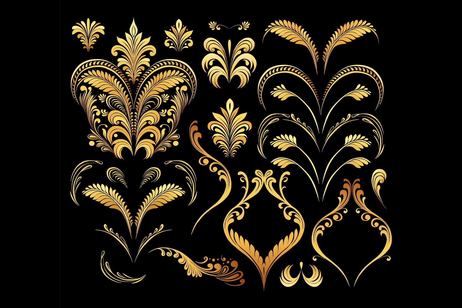 Gold Vintage Glamour Flourishes Vector For Wedding - Design Cuts