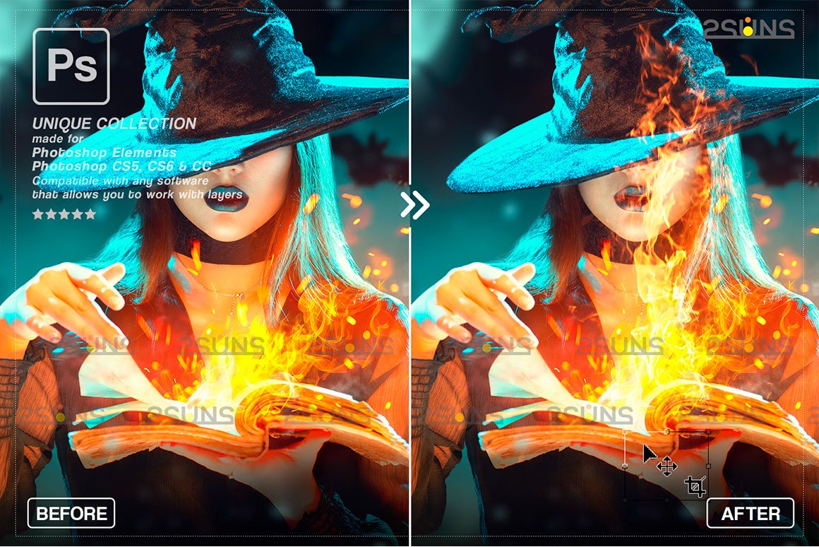 Halloween Overlay Photoshop Fire - Design Cuts