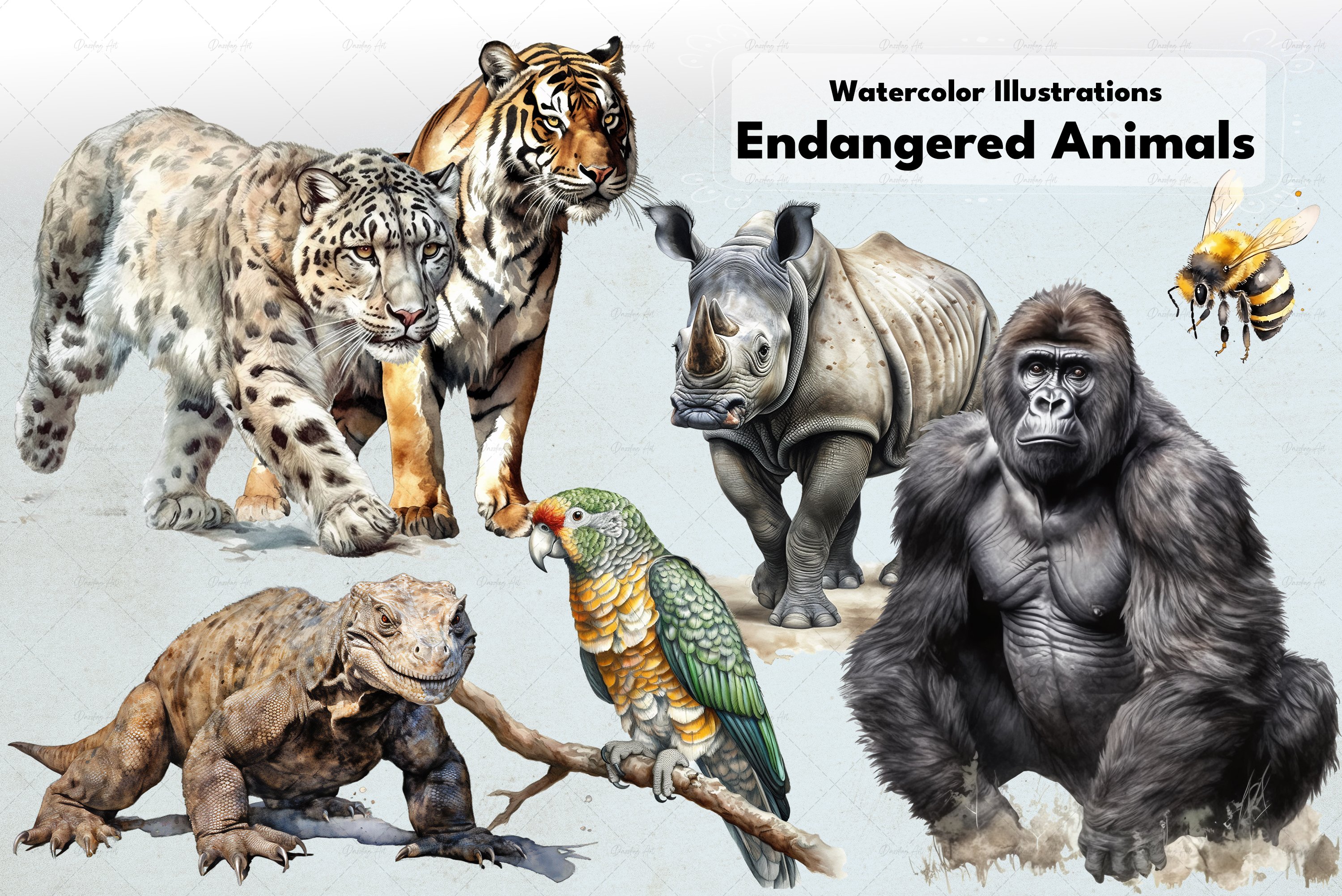 Endangered Guardians | Watercolor Animals - Design Cuts