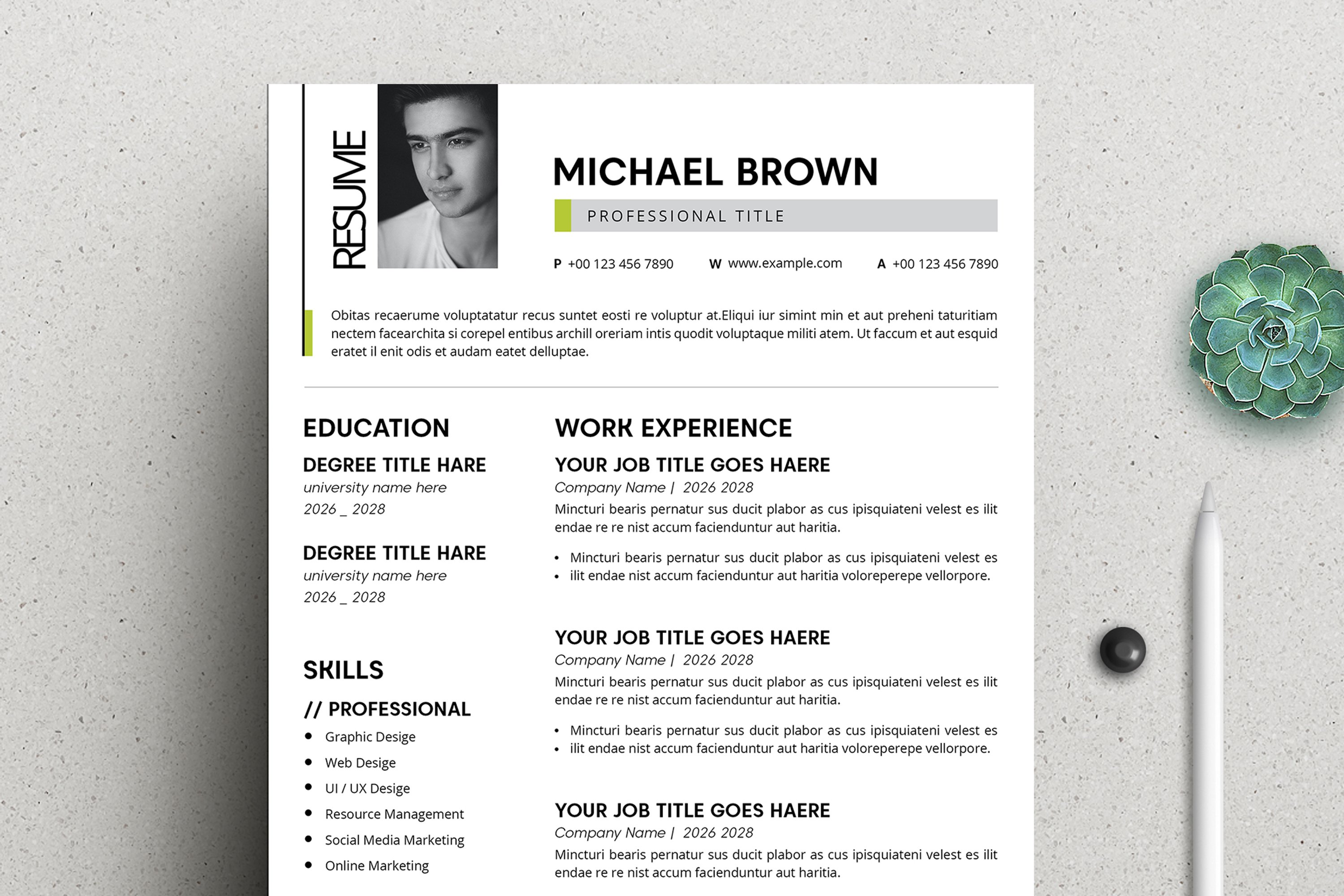 Unique Resume Template - Design Cuts