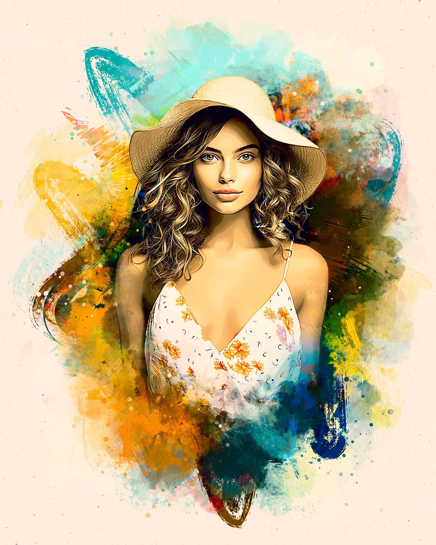 Watercolor Portrait Painting Template - Design Cuts