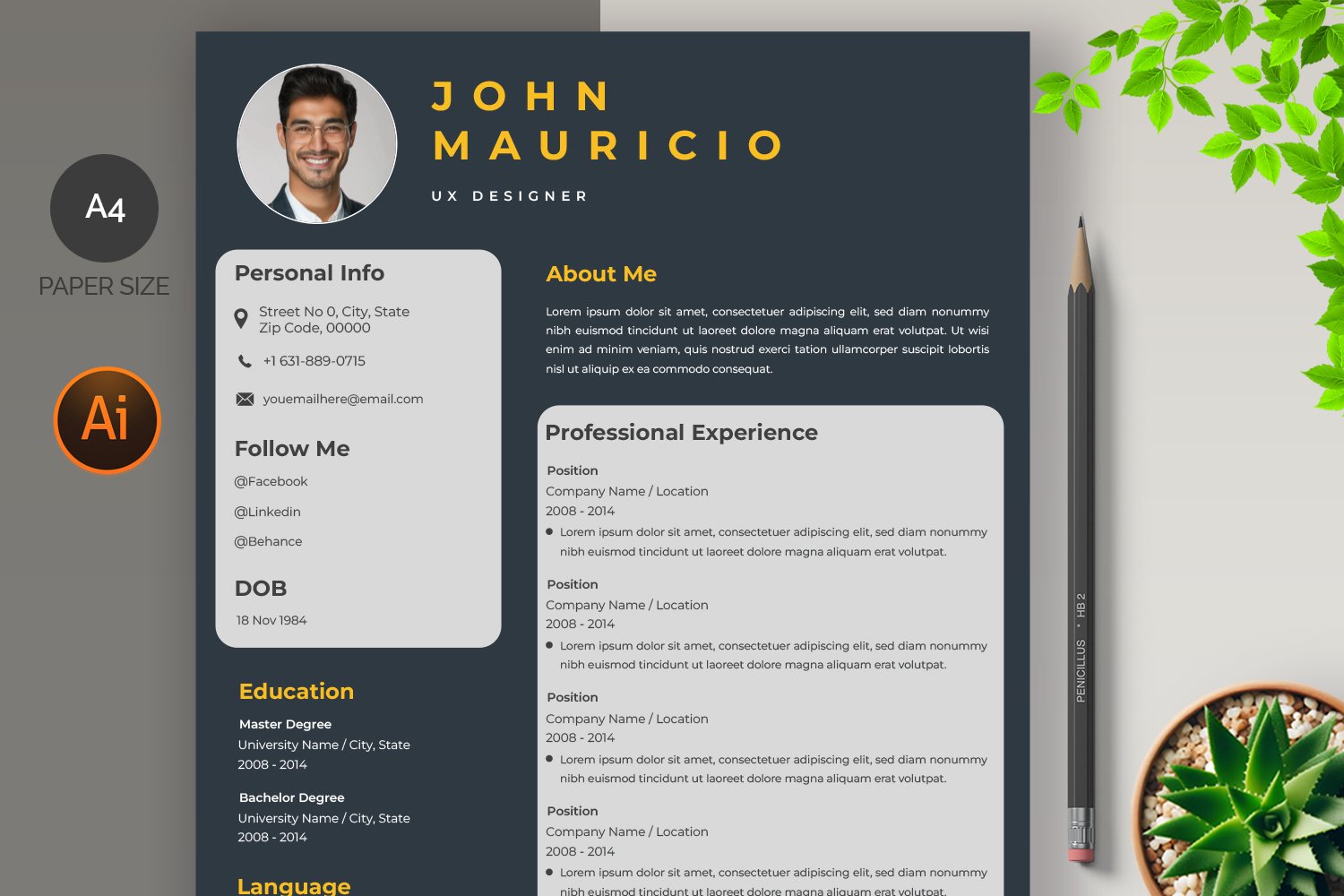 Blue Resume CV Template - Design Cuts