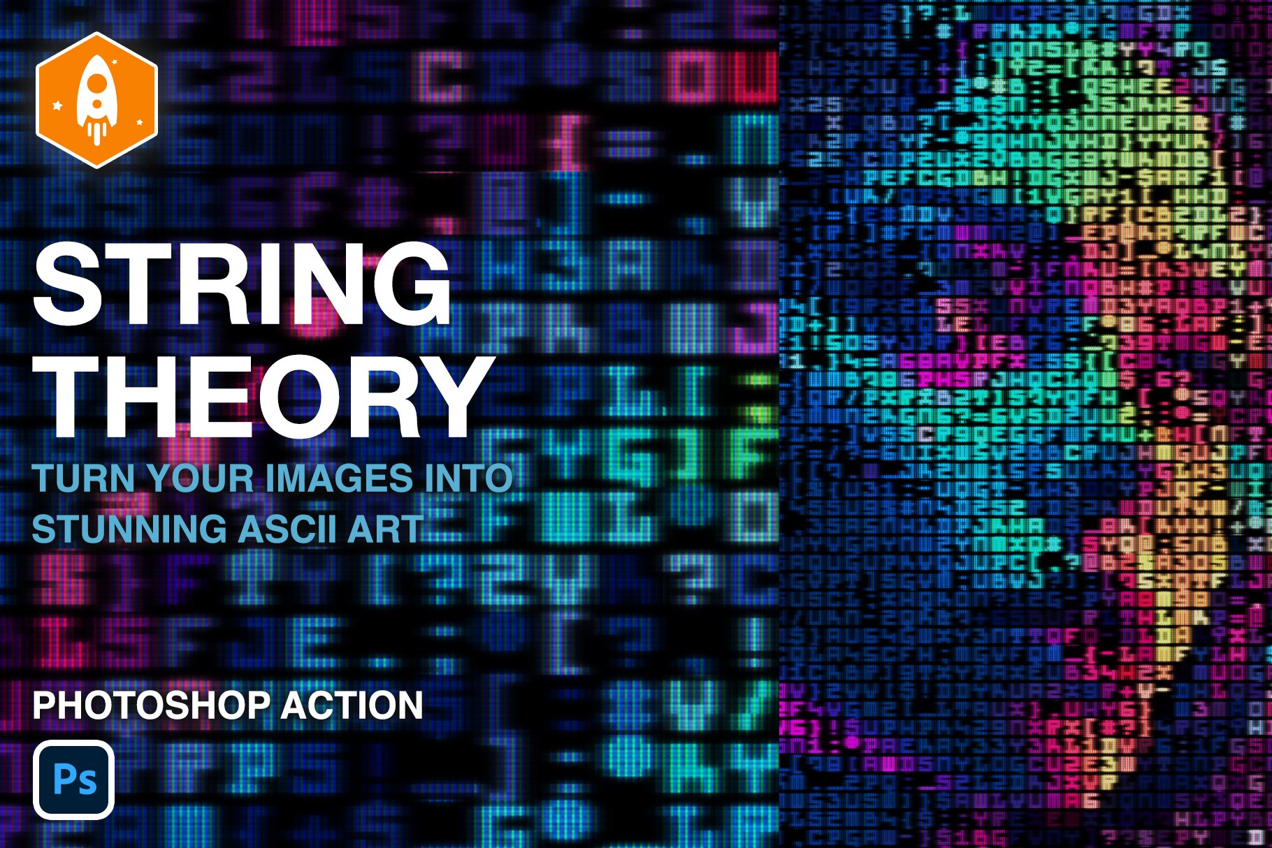 String Theory - Ascii Text Art Photoshop Action - Design Cuts