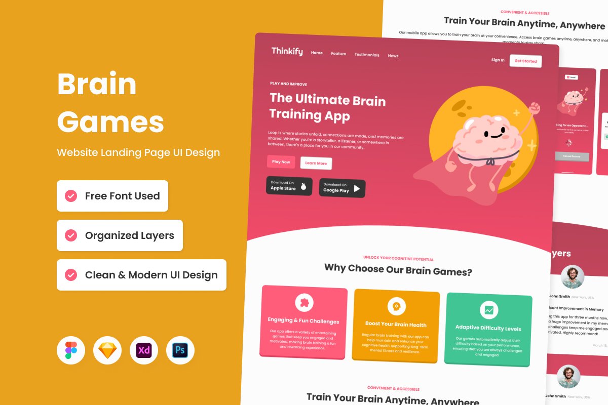 Thinkify - Brain Games Landing Page V2 - Design Cuts