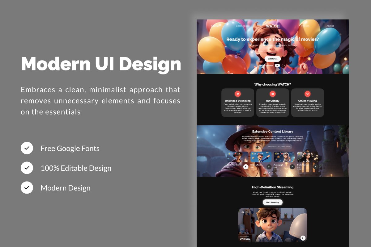 Watch - Movie Streaming Landing Page V1 - Design Cuts