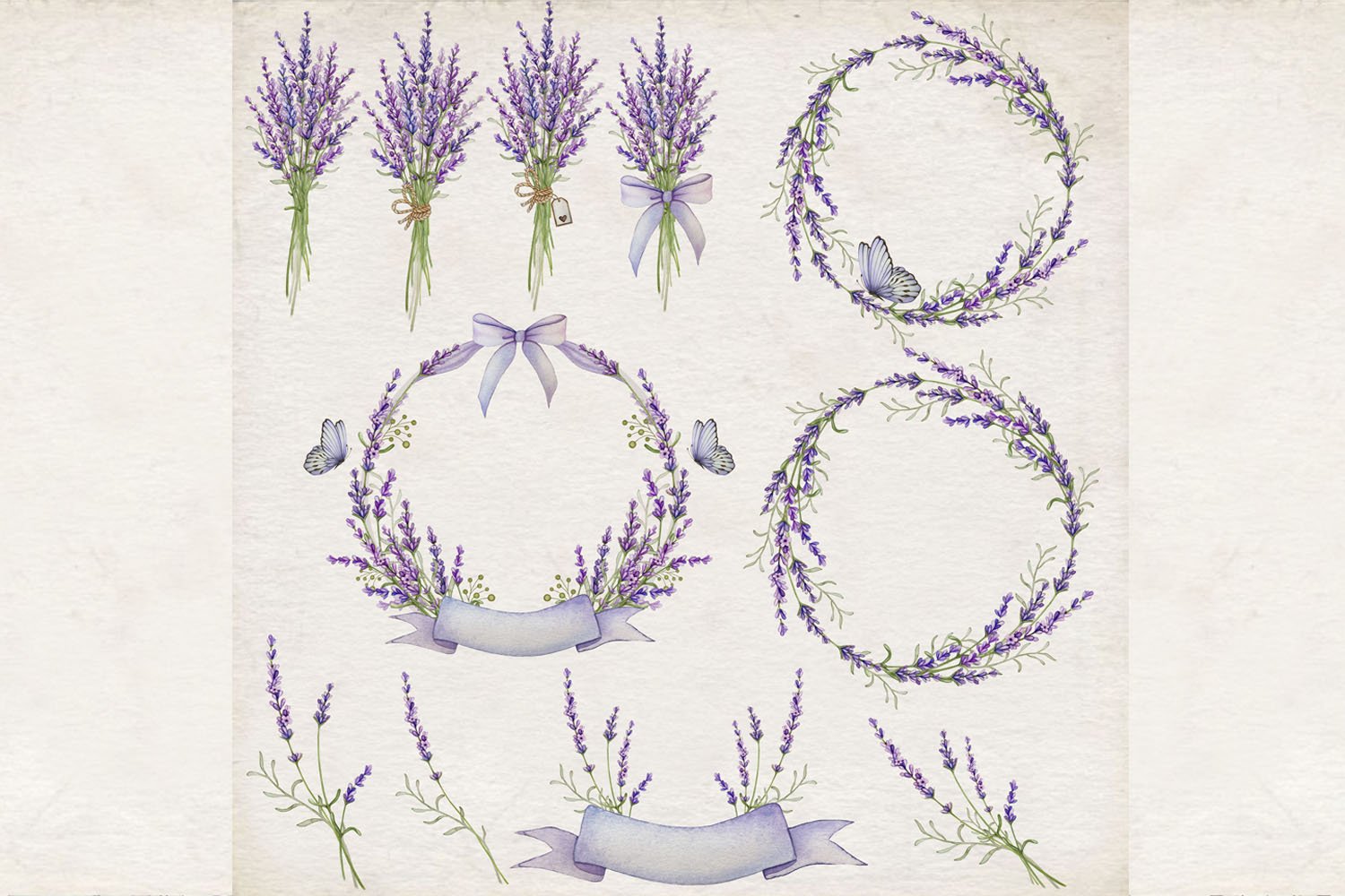 Lavender Watercolor Flowers Clipart - Design Cuts