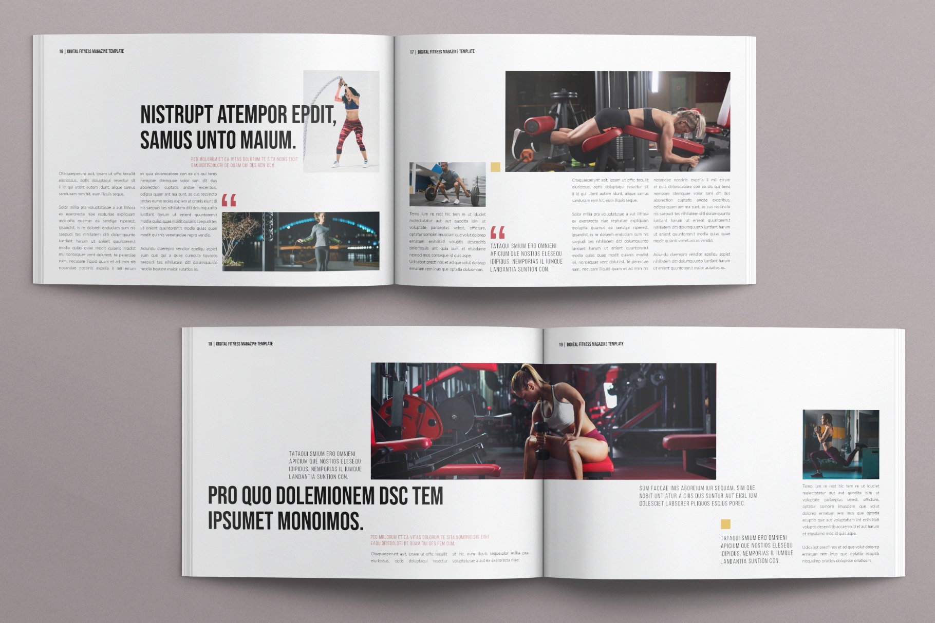 Digital Fitness Magazine Layout Design Landscape - Design Cuts