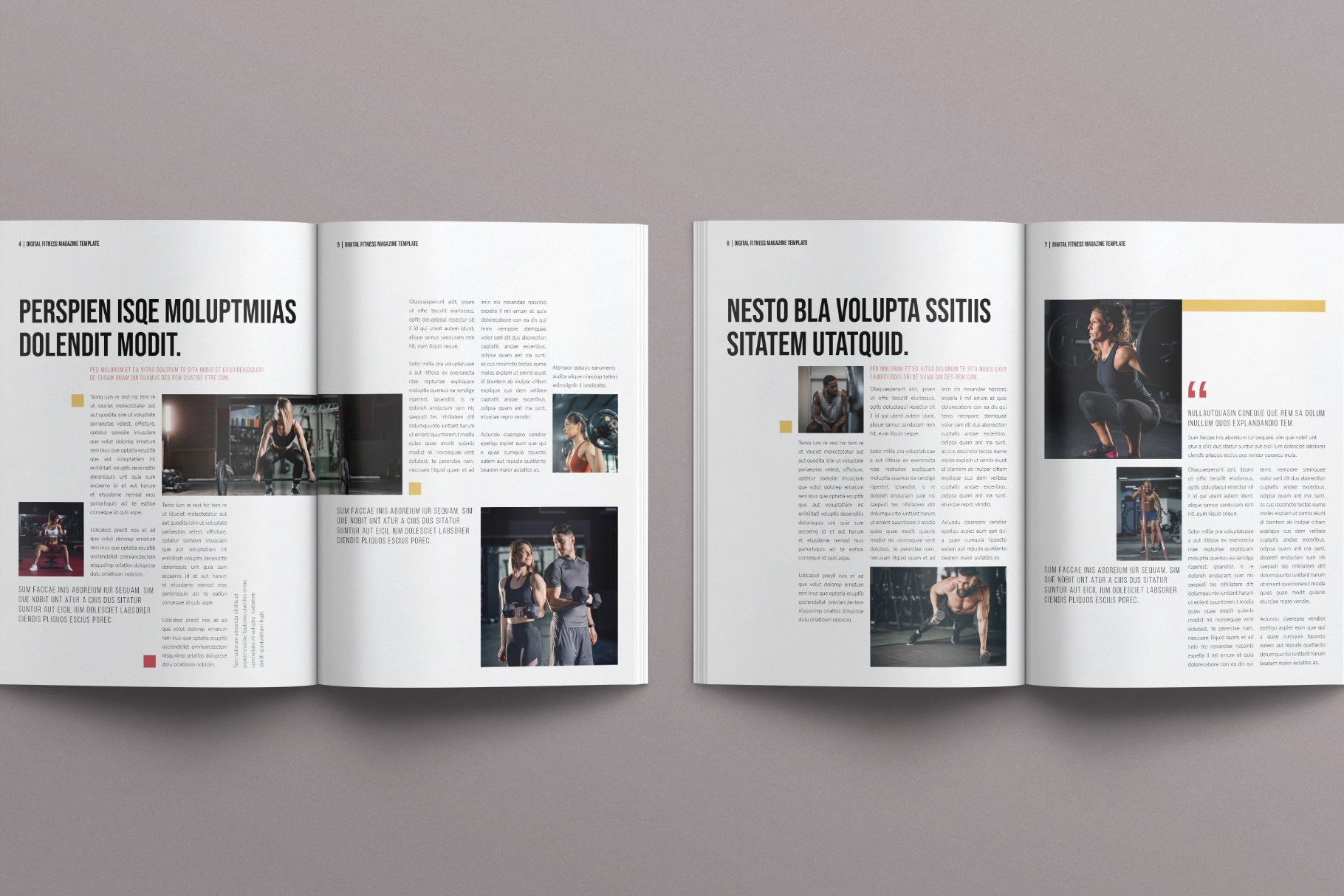 Digital Fitness Magazine Layout Design Template - Design Cuts