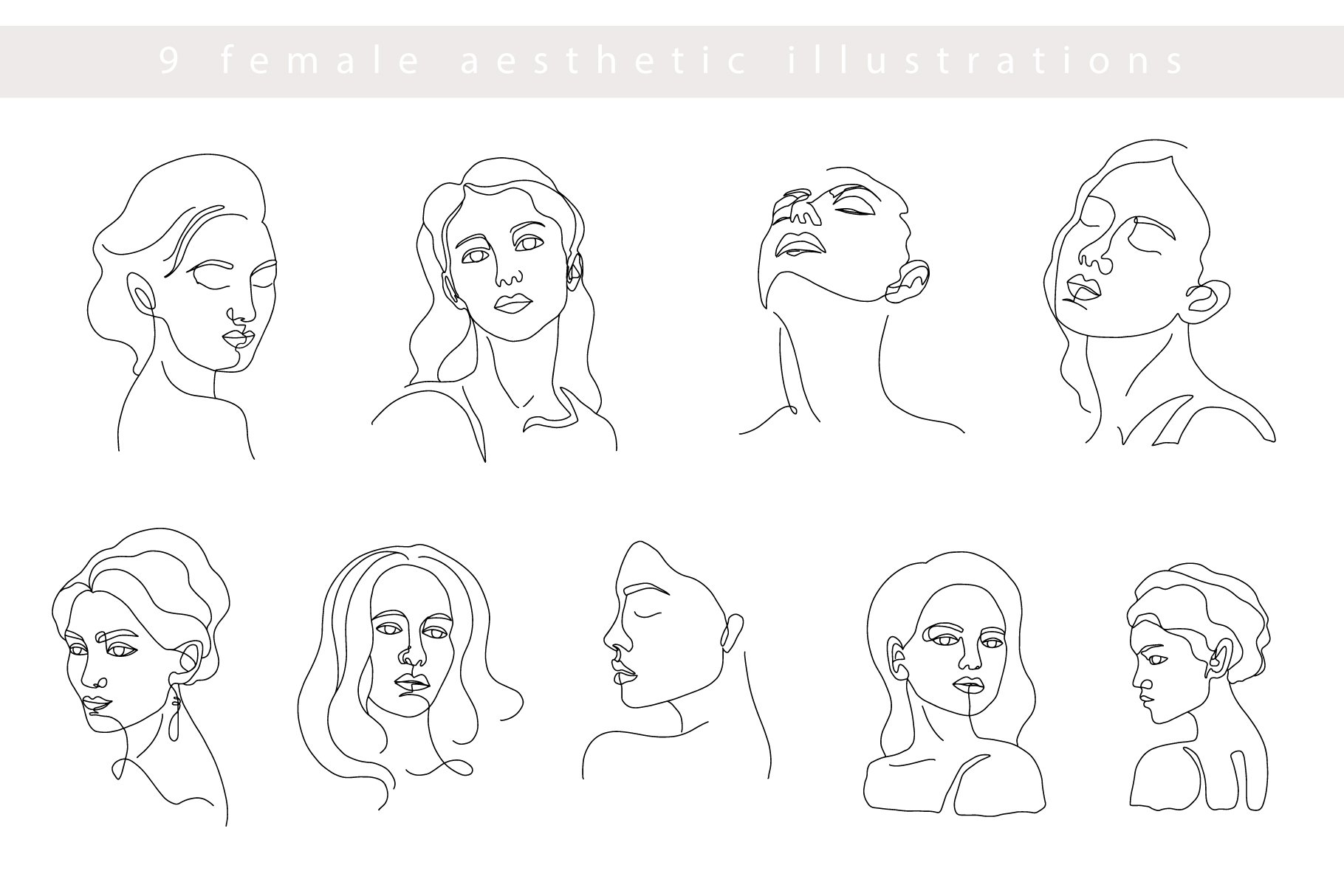 Female Aesthetic One Line Drawings - Design Cuts