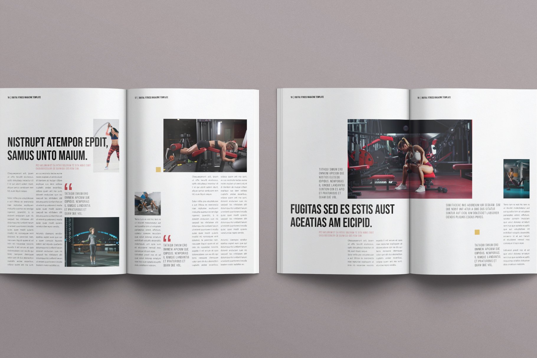 Digital Fitness Magazine Layout Design Template - Design Cuts