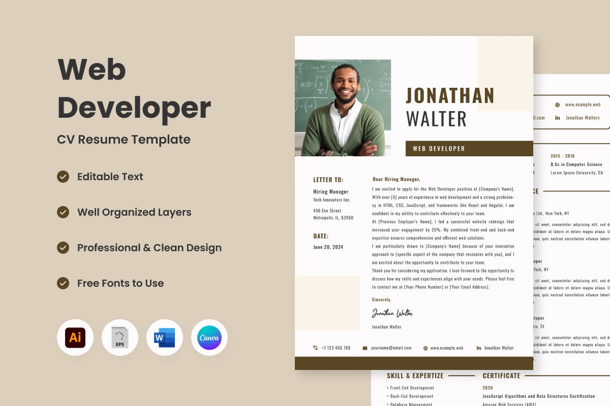 CV Resume Web Developer V7 - Design Cuts