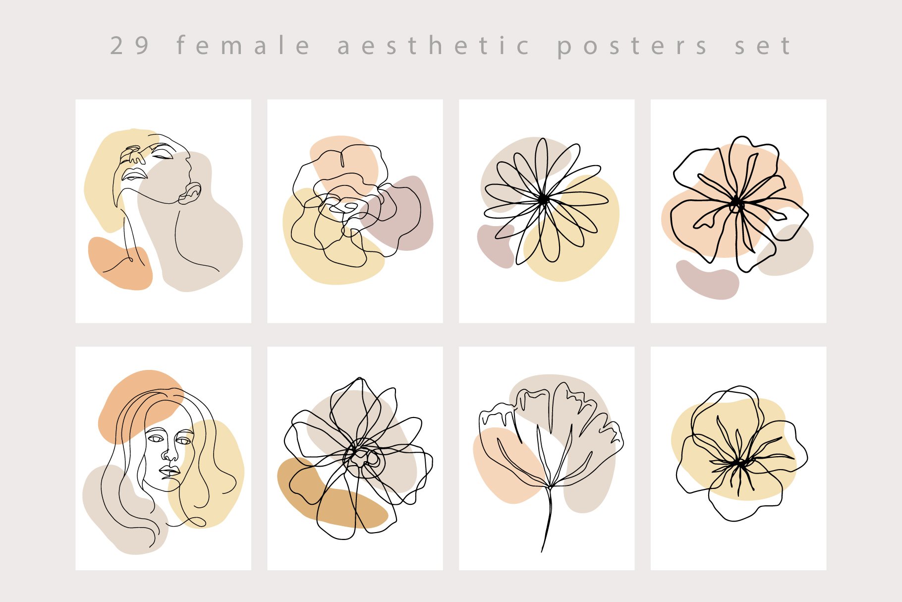 Female Aesthetic One Line Drawings - Design Cuts