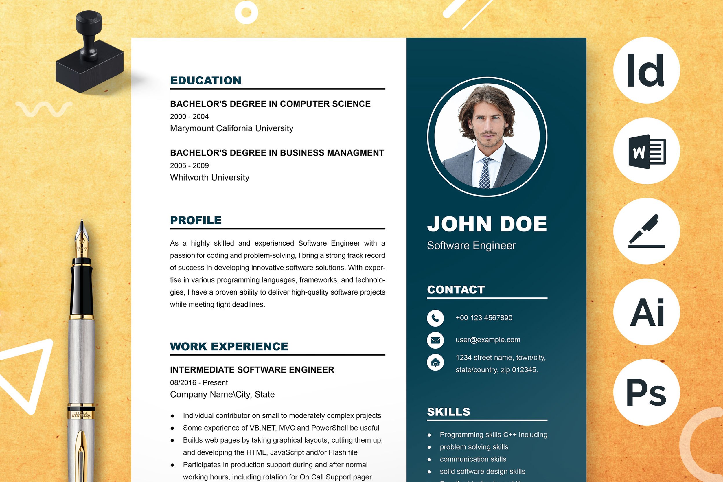 Creative Resume CV Template 2 - Design Cuts