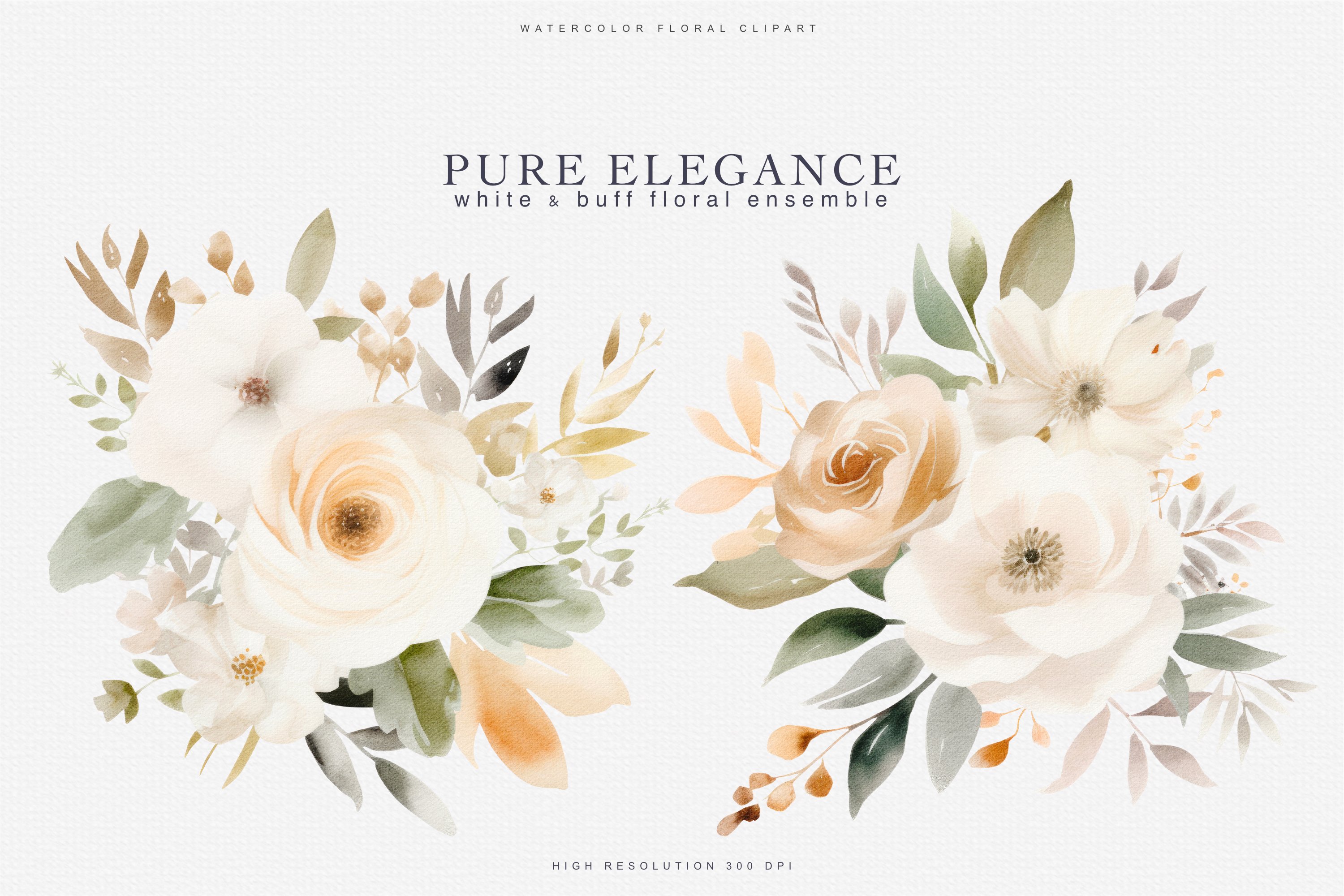 Watercolor Wedding Flowers Clipart - Design Cuts