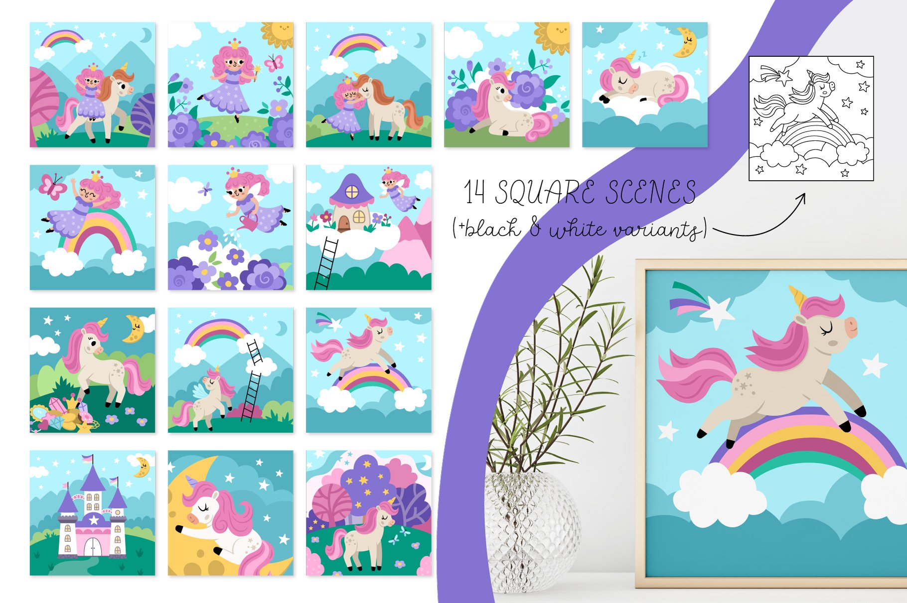 Unicorn Fantasy Clipart And Designs Collection - Design Cuts