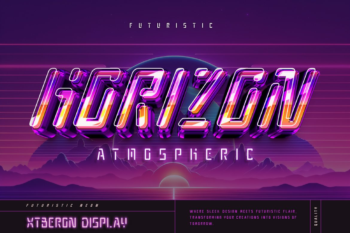 Xyberon Futuristic Neon Font Design Cuts