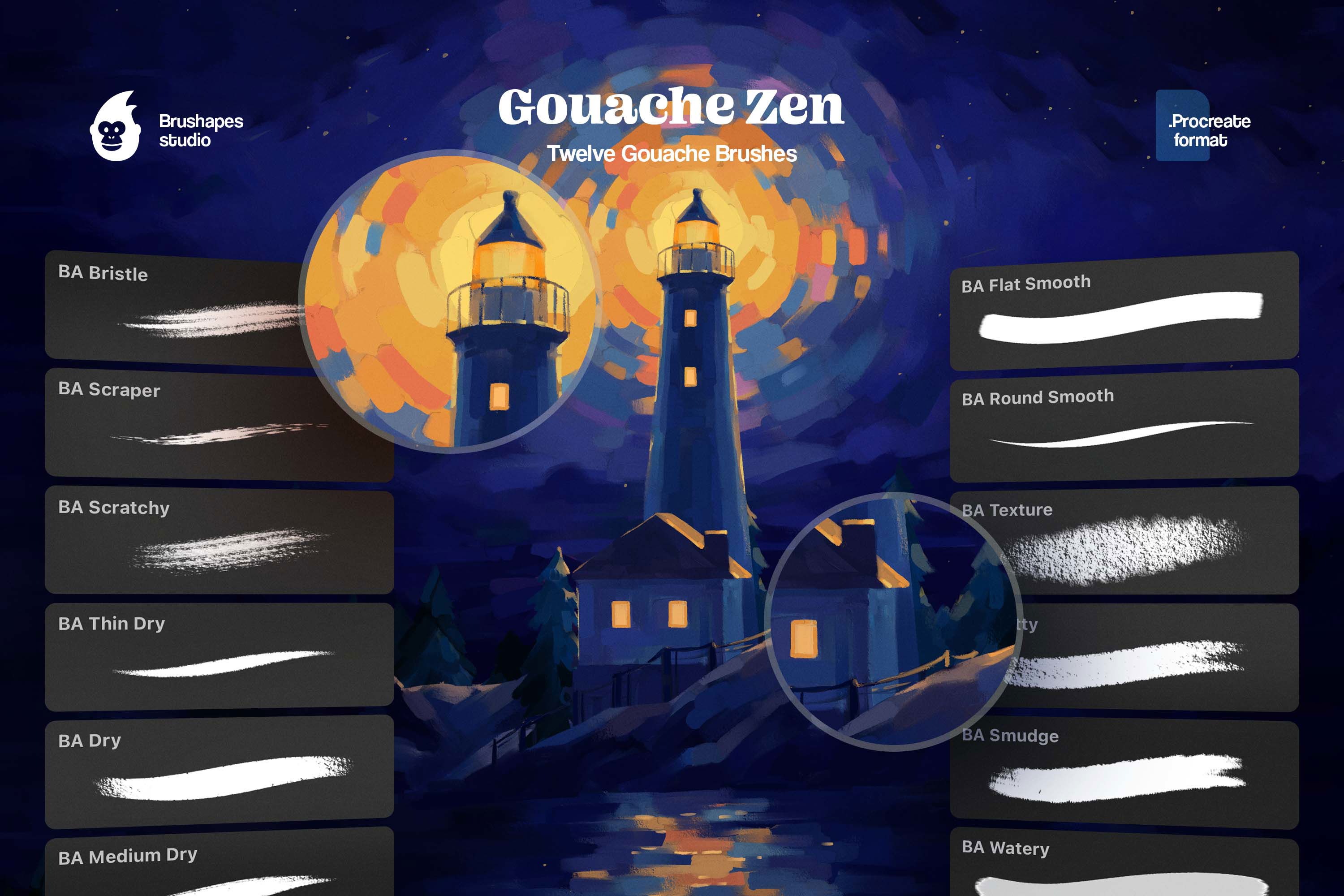 Gouache Zen Procreate Brushes - Design Cuts