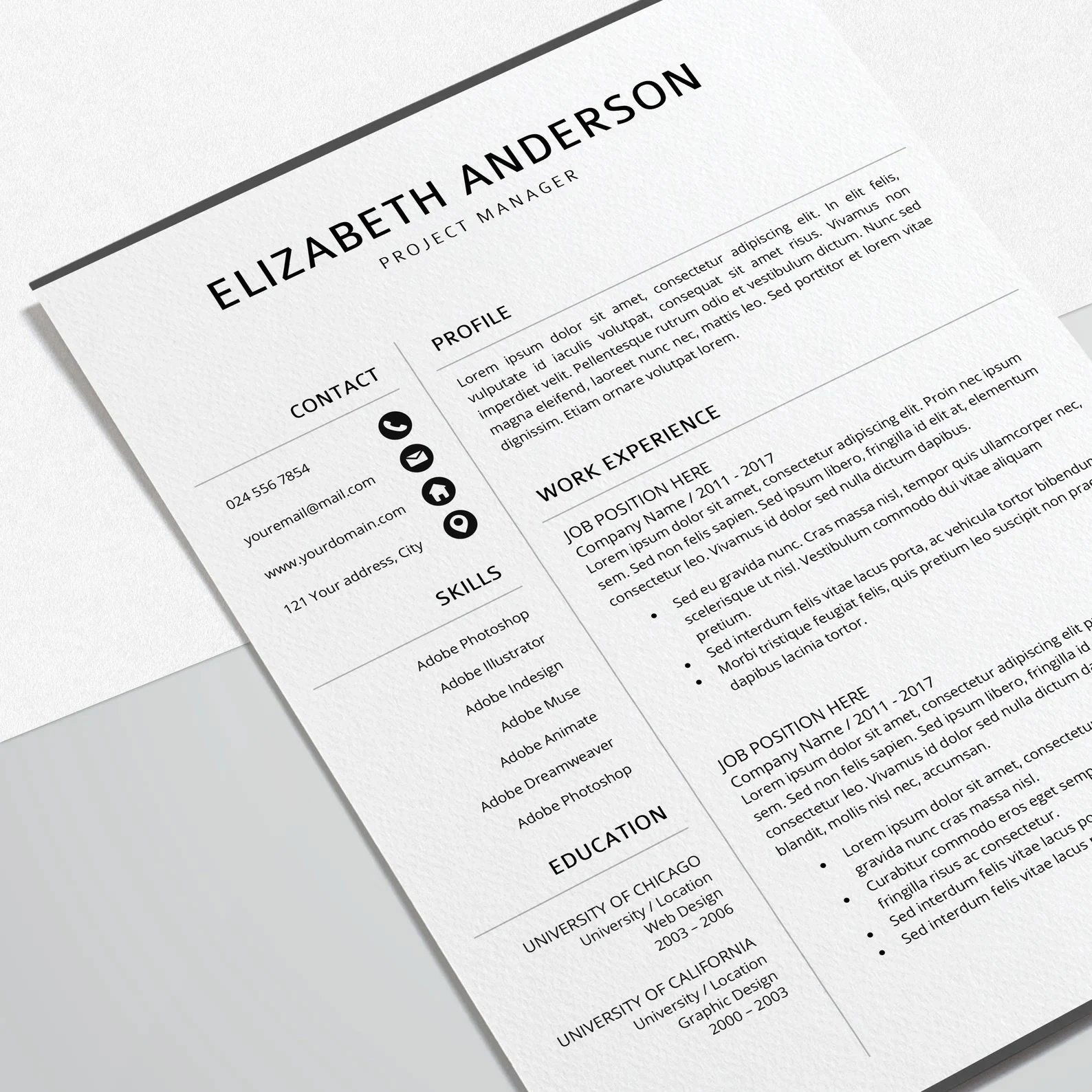 Resume Template | CV Template - Elizabeth Anderson - Design Cuts