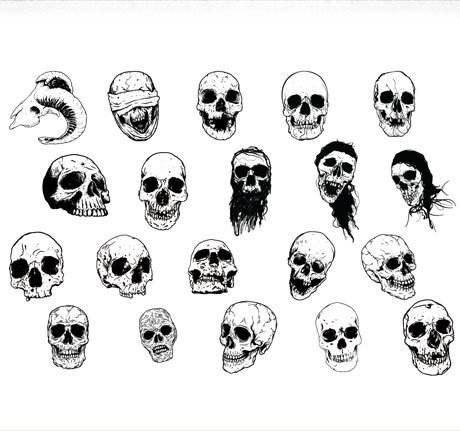 Hand Drawn Skulls Pack (20 Vectors)